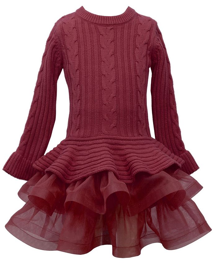Bonnie Jean Girls' Long Sleeve Sweater Dress – Cable Knit Top With Skirt, Cute & Comfy - View #10