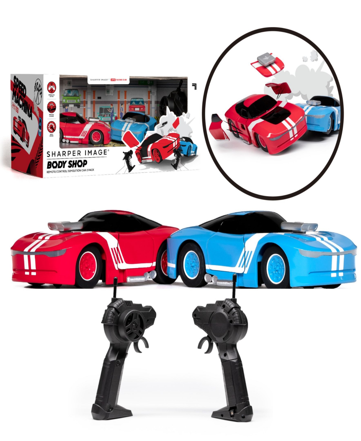 Sharper Image Body Shop Remote Control Demolition Car 2 Pack In Red And Blue