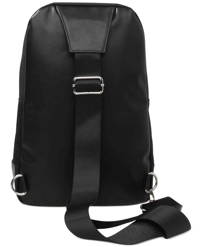 Steve Madden Men's Core Double Pocket Utility Sling Bag with Faux ...