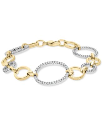 Diamond Oval Link Bracelet (1 ct. t.w.) in 14k Gold-Plated Sterling Silver, Created for Macy's