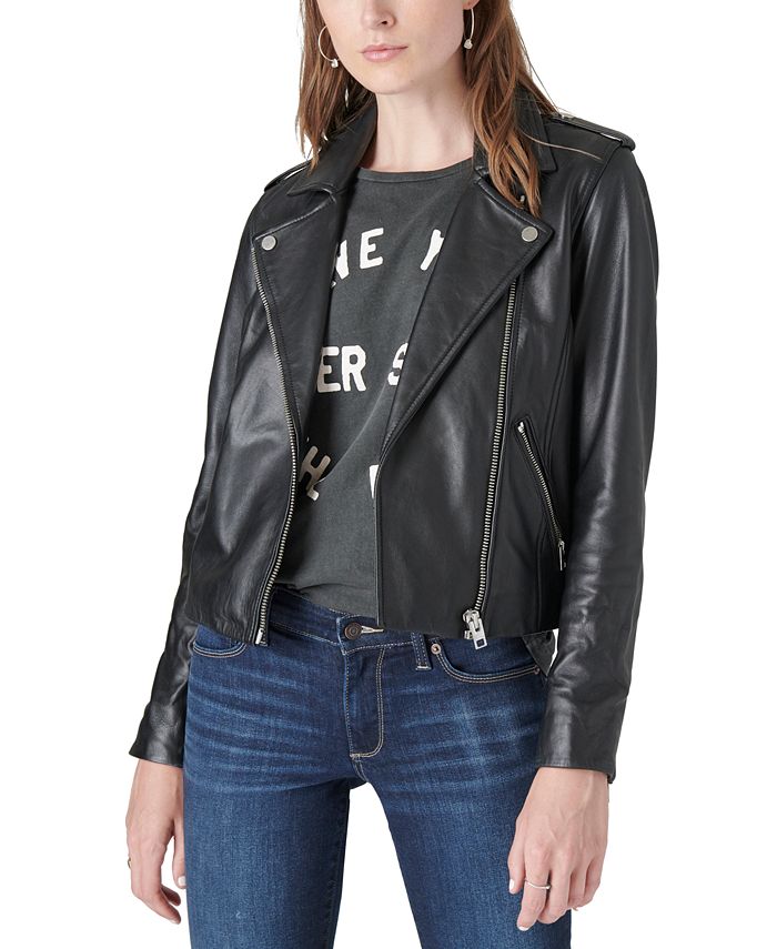 Lucky Brand Women's Classic Leather Moto Jacket - Macy's