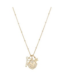 Gold Flash-Plated Crystal Mickey Mouse "Dream" Charm Necklace