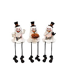 Battery Operated 7.87" Lighted Halloween Ghost Shelf Sitter Set, 3 Pieces