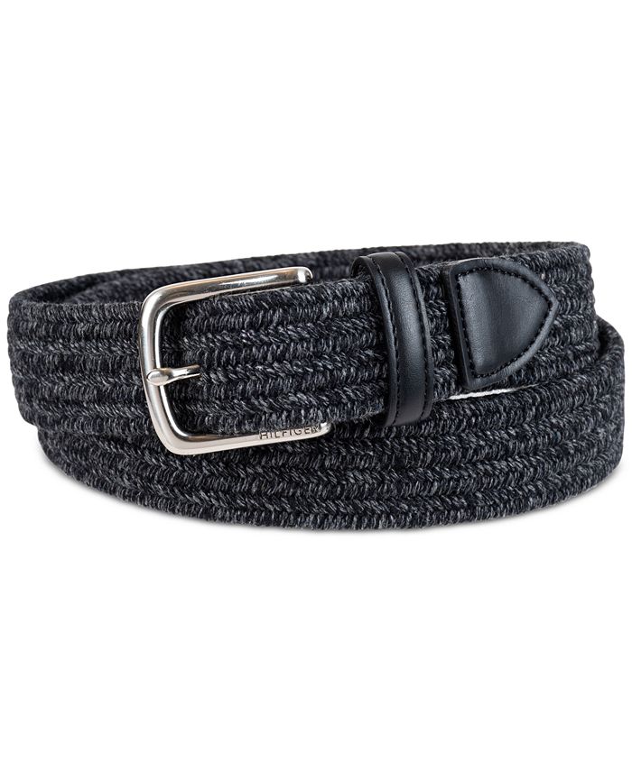 Mens webbing belts faux leather trim ladies elasticated woven braided stretch