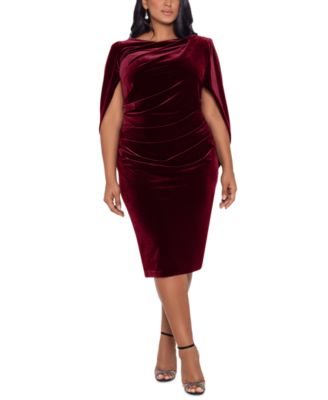 Betsy & Adam Plus Size Cape-Back Velvet Dress