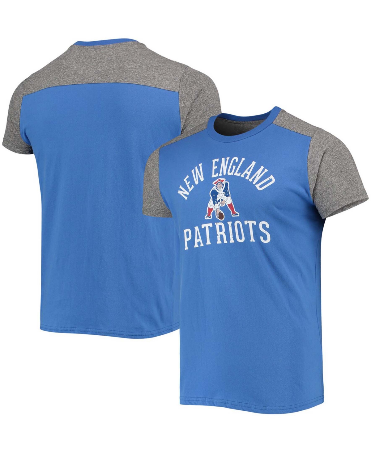 Shop Majestic Men's Royal, Heathered Gray New England Patriots Gridiron Classics Field Goal Slub T-shirt In Royal,heathered Gray