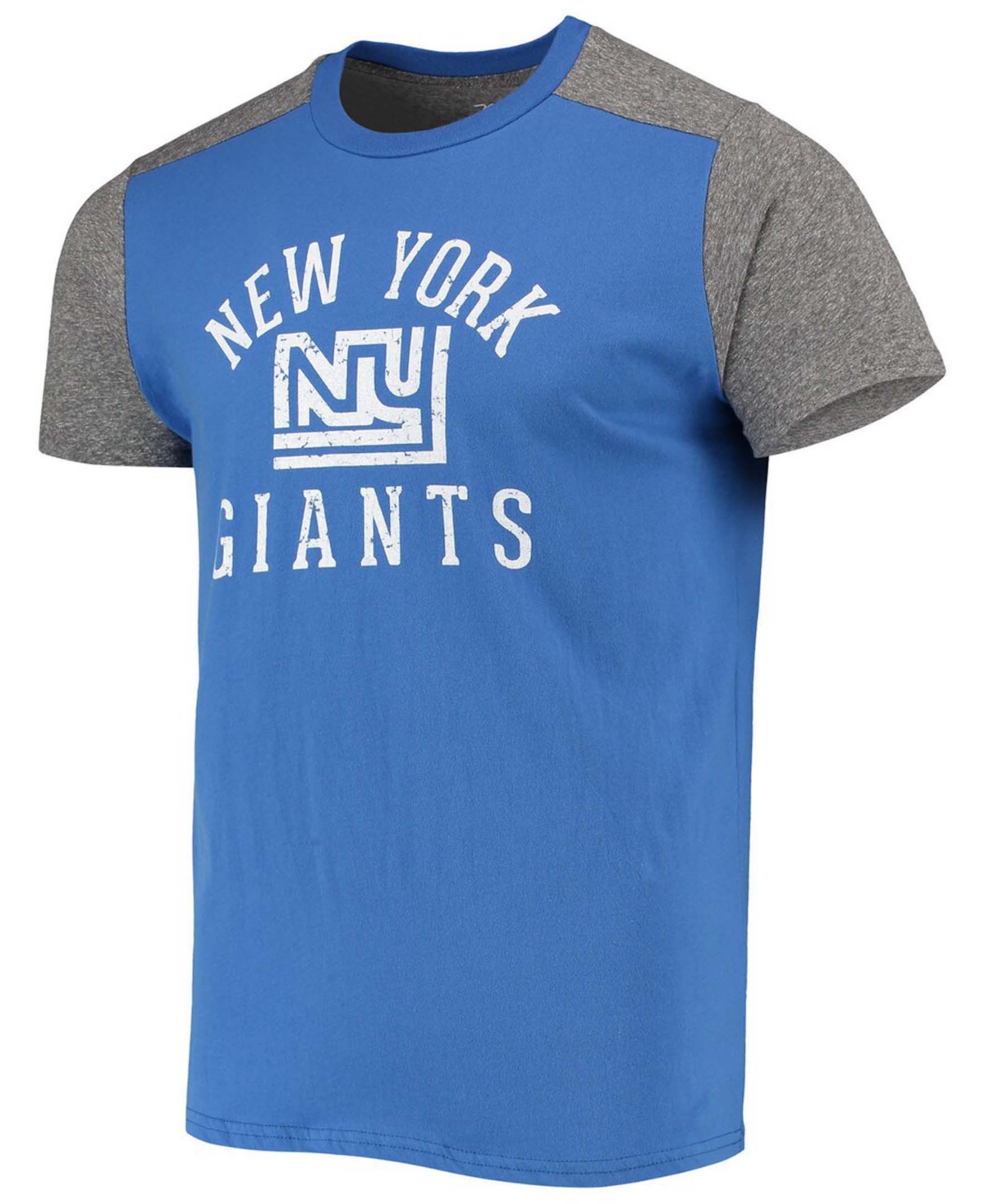 Shop Majestic Men's Royal, Heathered Gray New York Giants Gridiron Classics Field Goal Slub T-shirt In Royal,heathered Gray