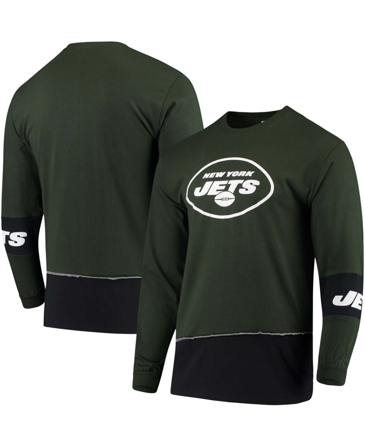 Refried Apparel Men's Green, Black New York Jets Angle Long Sleeve T-shirt In Green,black