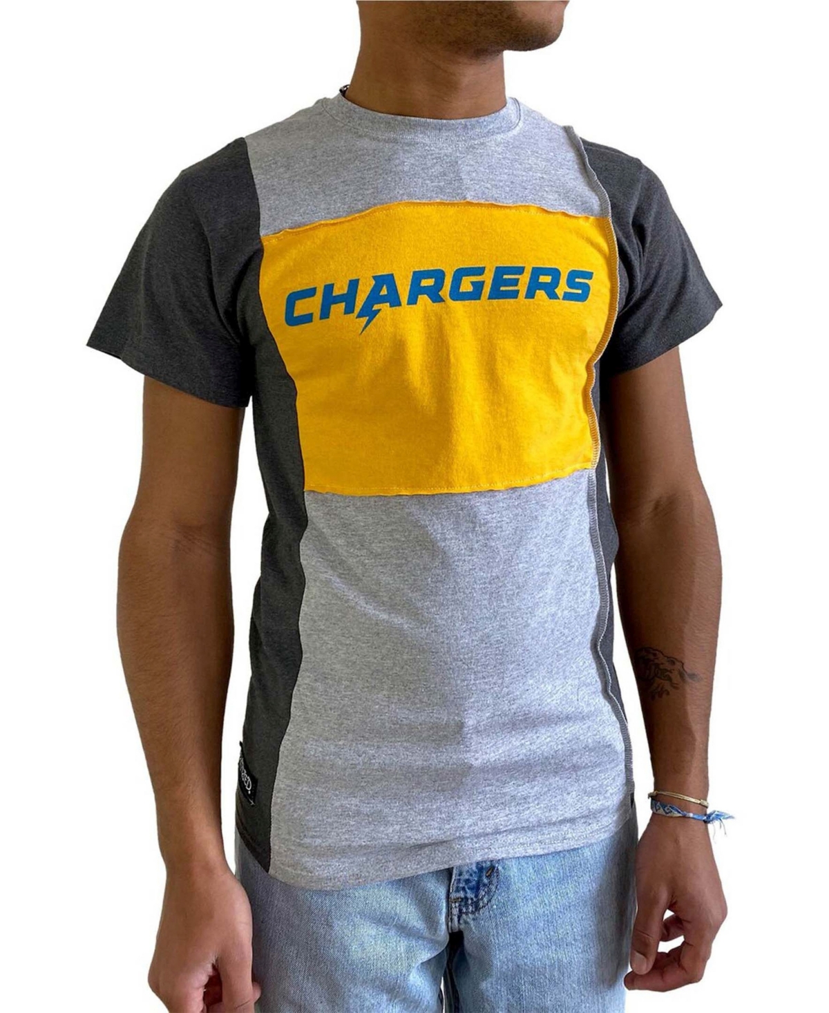 Men's Heathered Gray Los Angeles Chargers Split T-shirt - Heathered Gray
