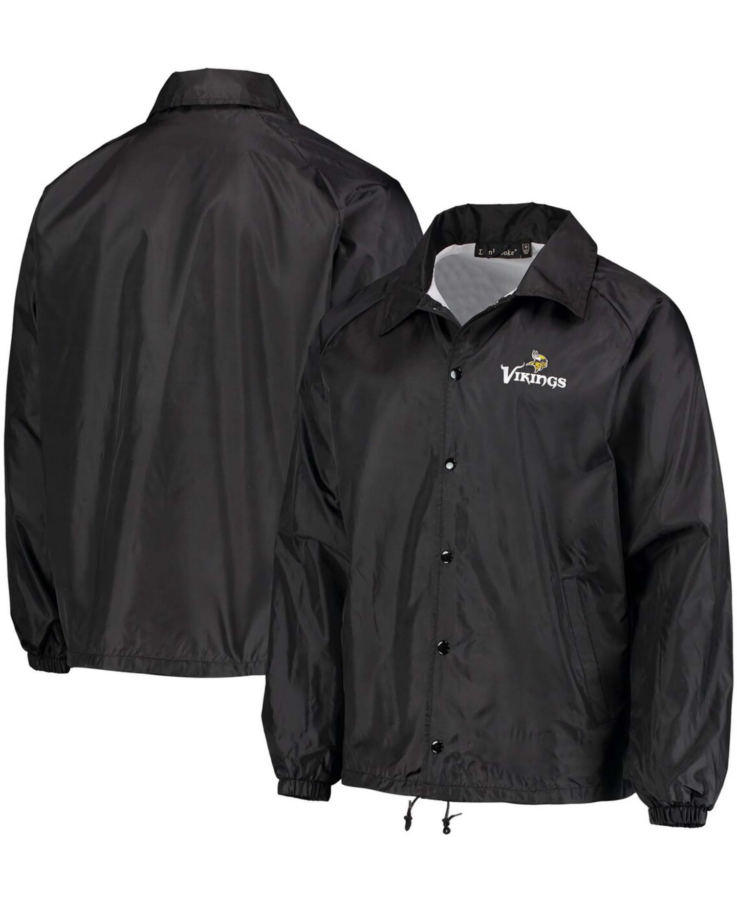 Мужская куртка Dunbrooke Black Minnesota Vikings Coaches Classic Raglan Full-Snap Windbreaker — фото 1