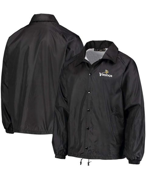Мужская куртка Dunbrooke Black Minnesota Vikings Coaches Classic Raglan Full-Snap Windbreaker