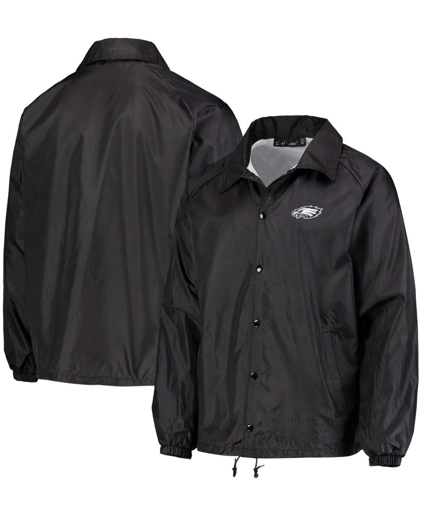 Мужская куртка Dunbrooke Black Philadelphia Eagles Coaches Classic Raglan Full-Snap Windbreaker — фото 1
