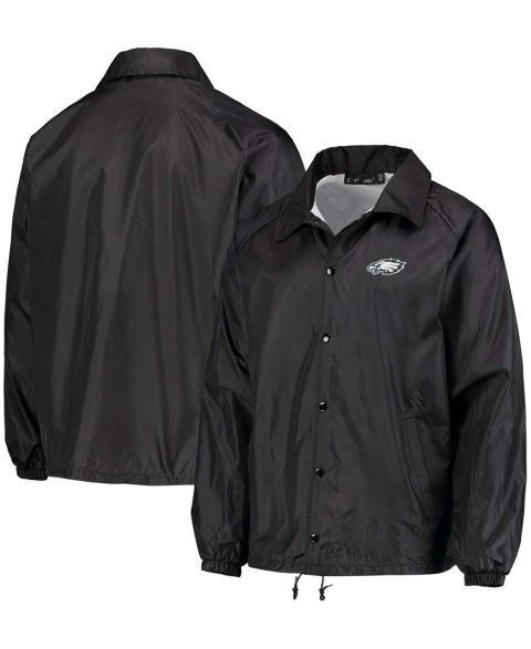 Мужская куртка Dunbrooke Black Philadelphia Eagles Coaches Classic Raglan Full-Snap Windbreaker