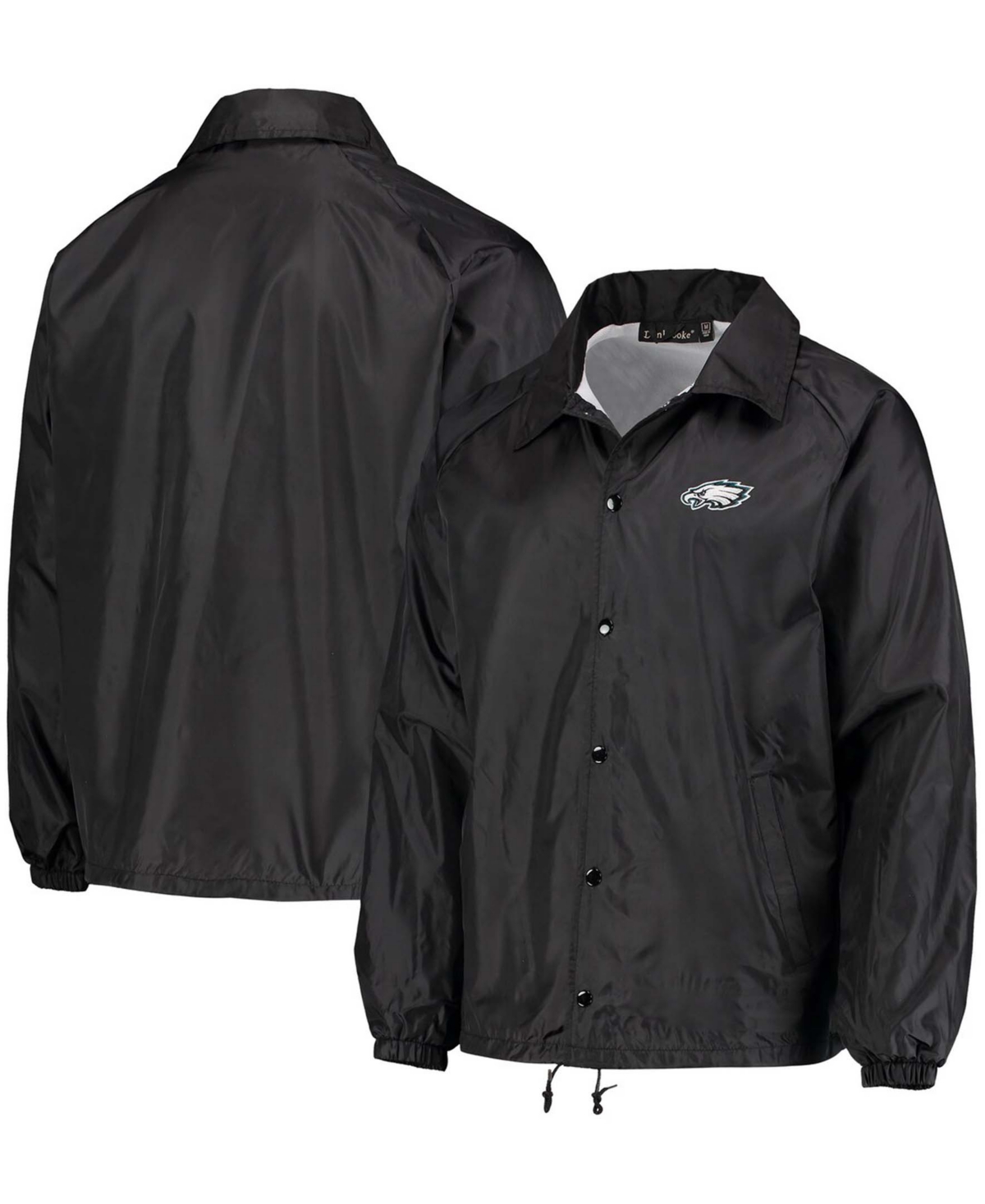 Men's Black Philadelphia Eagles Coaches Classic Raglan Full-Snap Windbreaker Jacket - Black