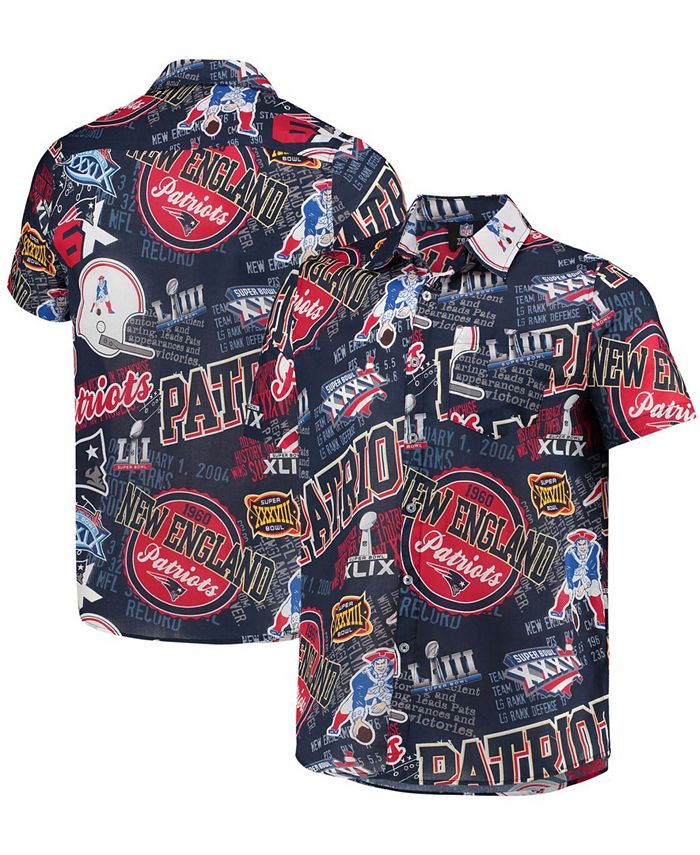 Men's FOCO Navy New England Patriots Thematic Button-Up Shirt