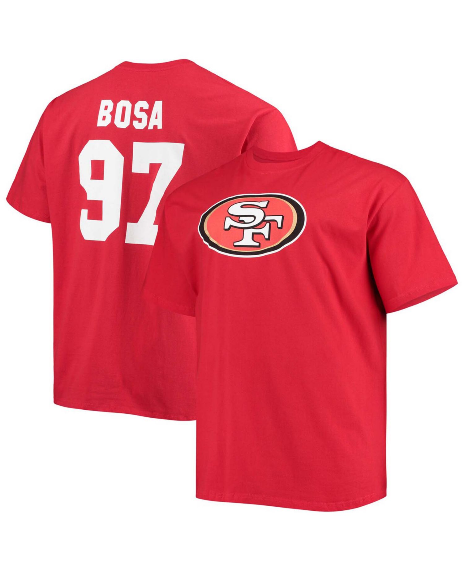 Men's Big and Tall Nick Bosa Scarlet San Francisco 49Ers Player Name & Number T-shirt