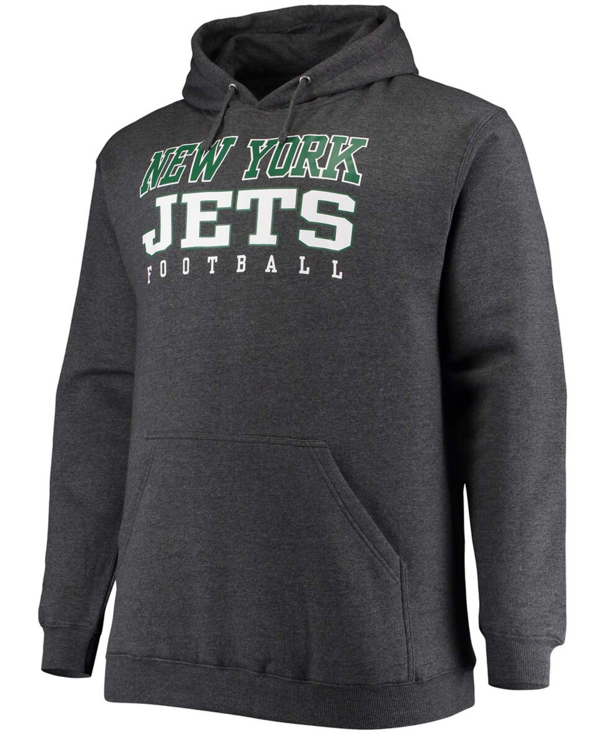 Shop Fanatics Men's Big And Tall Heathered Charcoal New York Jets Practice Pullover Hoodie