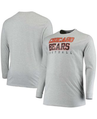 Men's Fanatics Branded Heathered Gray Chicago Bears Big & Tall Practice Long Sleeve T-Shirt