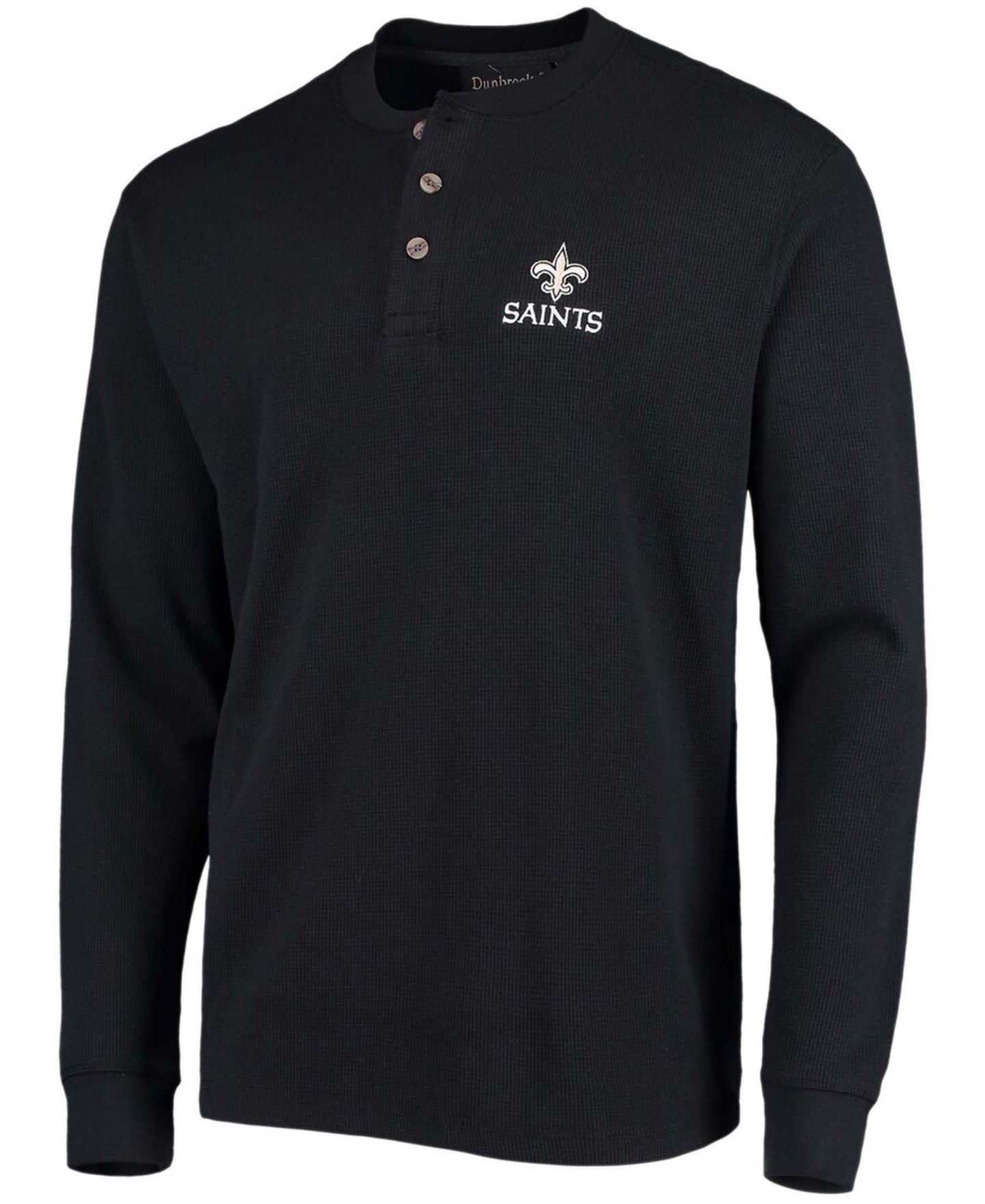 Мужская футболка Dunbrooke Black New Orleans Saints Maverick Thermal Henley Long Sleeve — фото 4