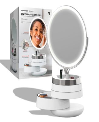 Sharper Image - SpaStudio Vanity Plus 10-Inch LED Mirror with Storage - White