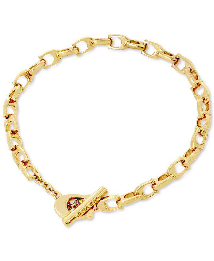 COACH Gold-Tone Signature C-Chain Link Bracelet & Reviews - Bracelets -  Jewelry & Watches - Macy's