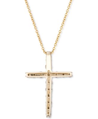 Chocolate Ombr&eacute; Diamond Cross 18" Pendant Necklace (1/2 ct. t.w.) in 14k Gold (Also Available in Rose Gold or White Gold)