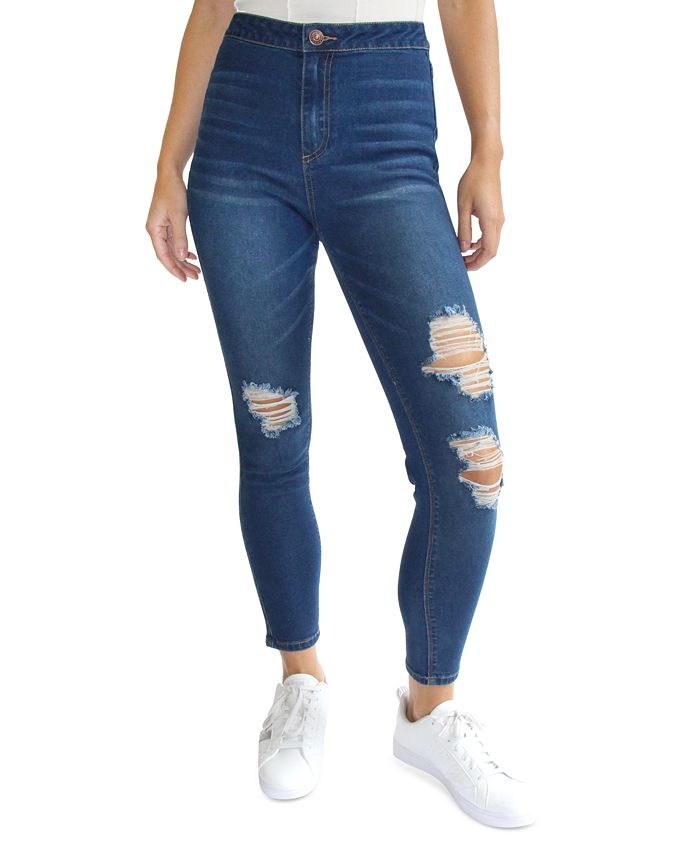 Almost Famous Juniors' High-Rise Ripped Jeggings - Macy's