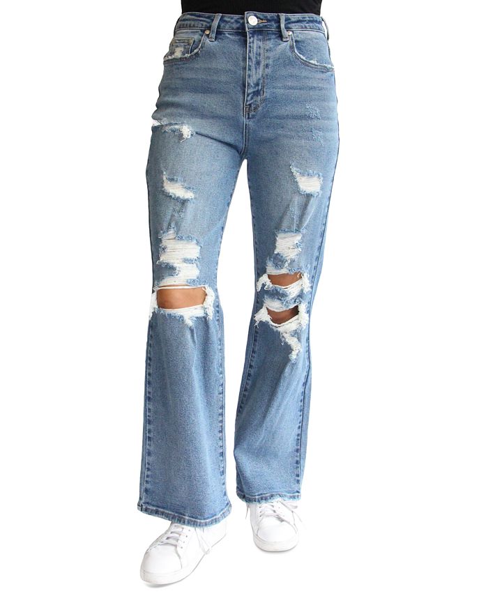 Almost Famous Juniors' Ripped Straight-Leg Jeans & Reviews - Jeans ...