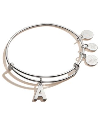 silver bangle with initial charm