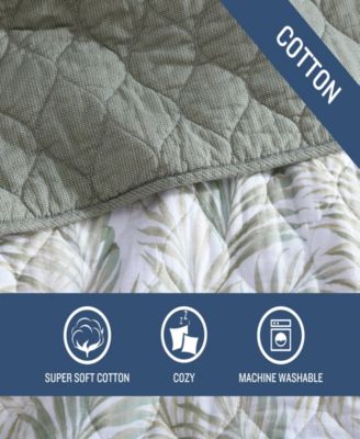 CLOSEOUT! Maui Palm Cotton Reversible 3 Piece Quilt Set, Full/Queen