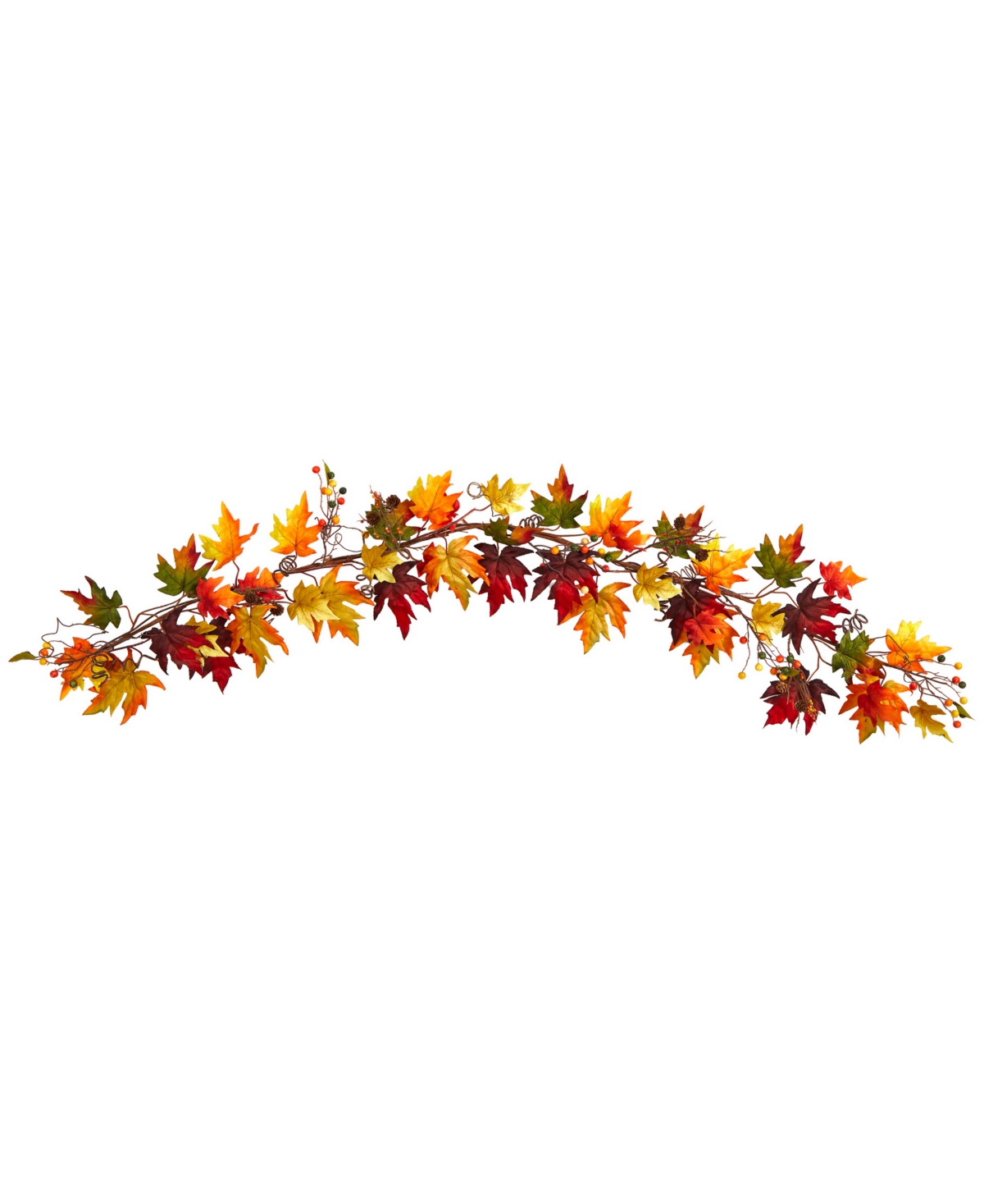 6' Autumn Maple Leaf and Berry Fall Garland - Orange