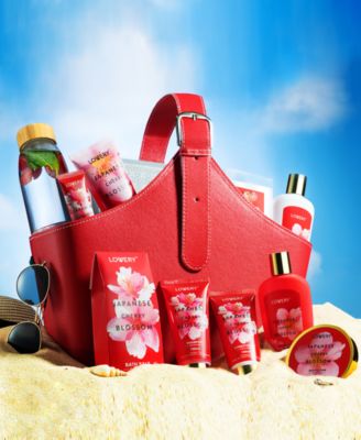 Body Care Gift Set, Japanese Cherry Blossom Home Spa Tote Bag Gift Set, 25 Piece