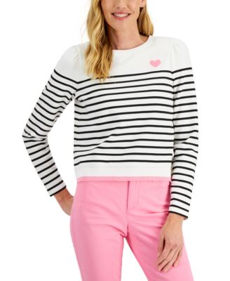 Charter Club - Striped Puff-Sleeve Top, Created for Macy's