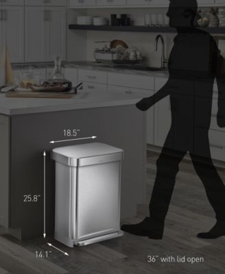 55 Liter Rectangular Kitchen Trash Can with Liner Pocket