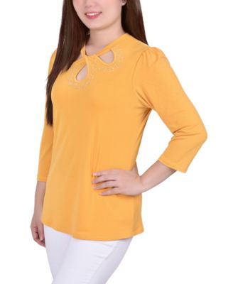 Women's 3/4 Sleeve Knit Crepe Top