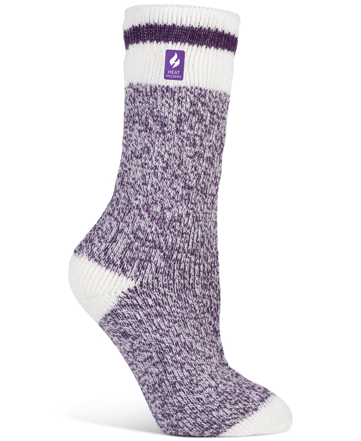 Women's Snowdrop Cream Block Twist Crew Socks - Purple