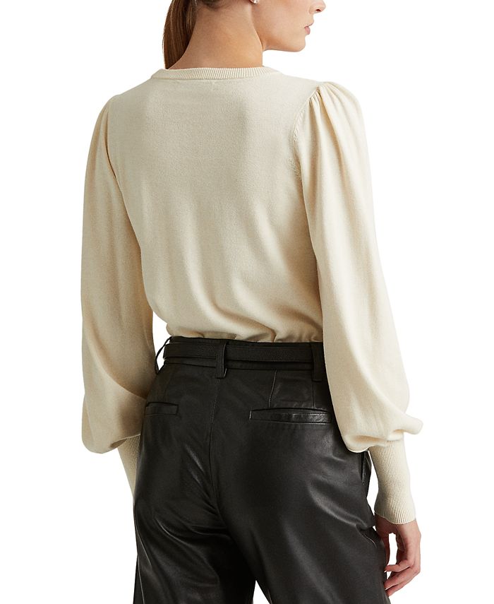 Lauren Ralph Lauren Puff-Sleeve Cotton-Blend Sweater & Reviews ...