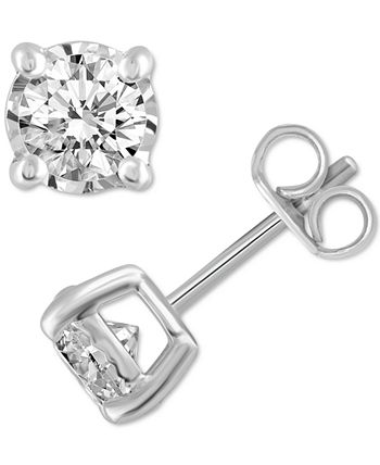 Macy's - 2-Pc. Set Diamond Solitaire Pendant Necklace & Matching Stud Earrings (5/8 ct. t.w.) in 14k Gold
