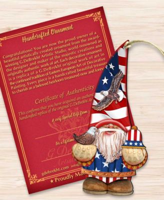 2 Piece Patriotic Dwarf Wood Ornaments Set