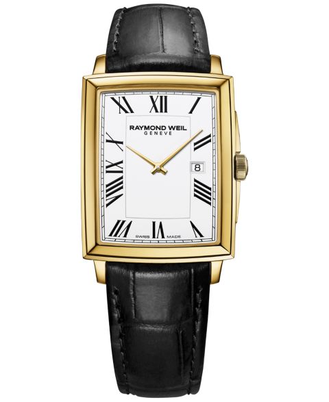 Мужские часы Raymond Weil Swiss Toccata Black Leather Strap Watch 29x37mm