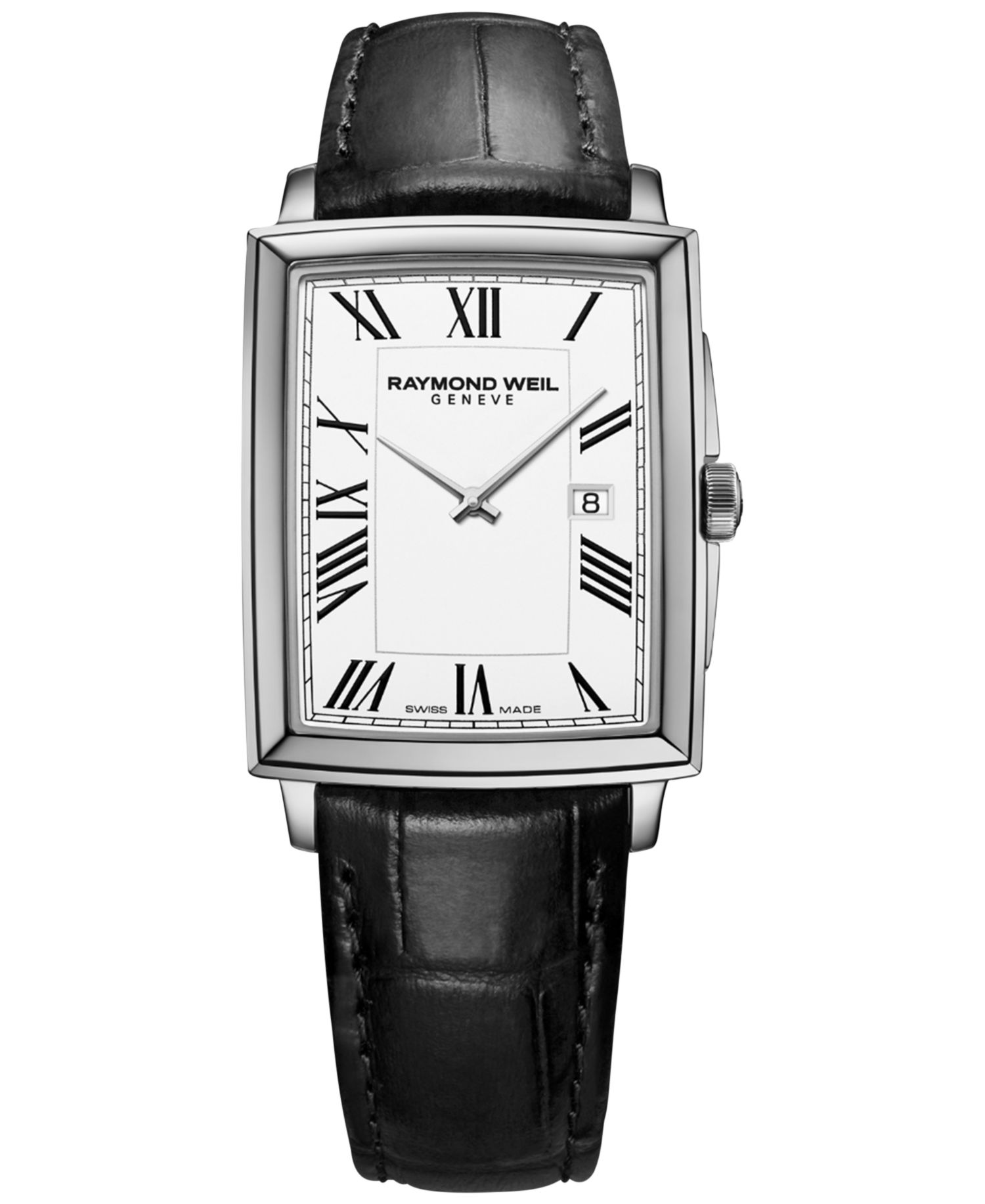 Men's Swiss Toccata Black Leather Strap Watch 29x37mm