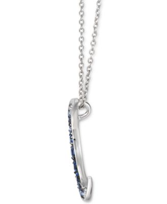 Denim Ombr&eacute; Sapphire (3/8 ct. t.w.) & White Sapphire Accent Crescent Moon 18" Pendant Necklace in 14k White Gold