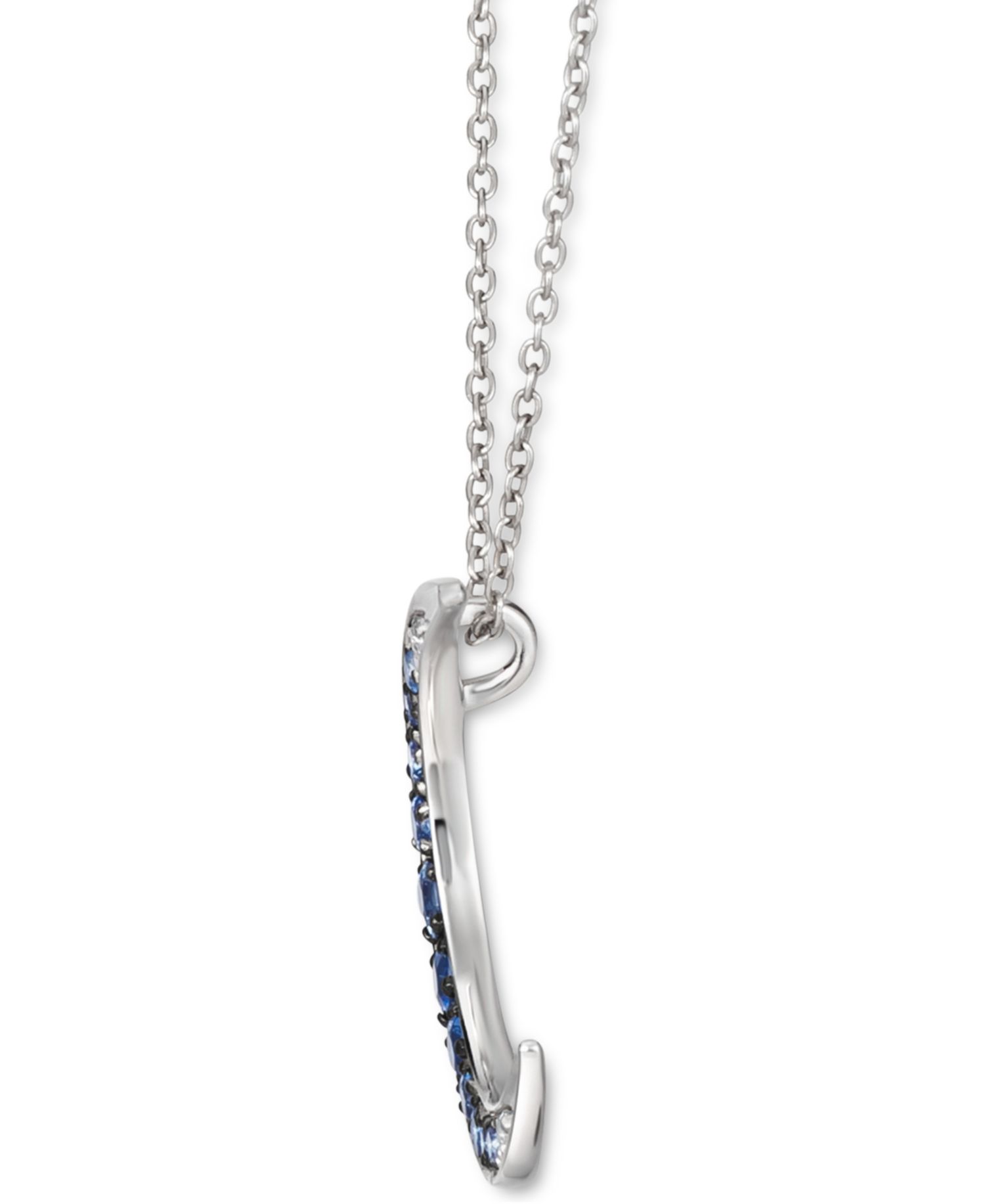 Denim Ombr&eacute; Sapphire (3/8 ct. t.w.) & White Sapphire Accent Crescent Moon 18" Pendant Necklace in 14k White Gold