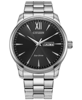 Men's Eco Drive Classic Stainless Steel Bracelet Watch 42mm, Created for Macy's