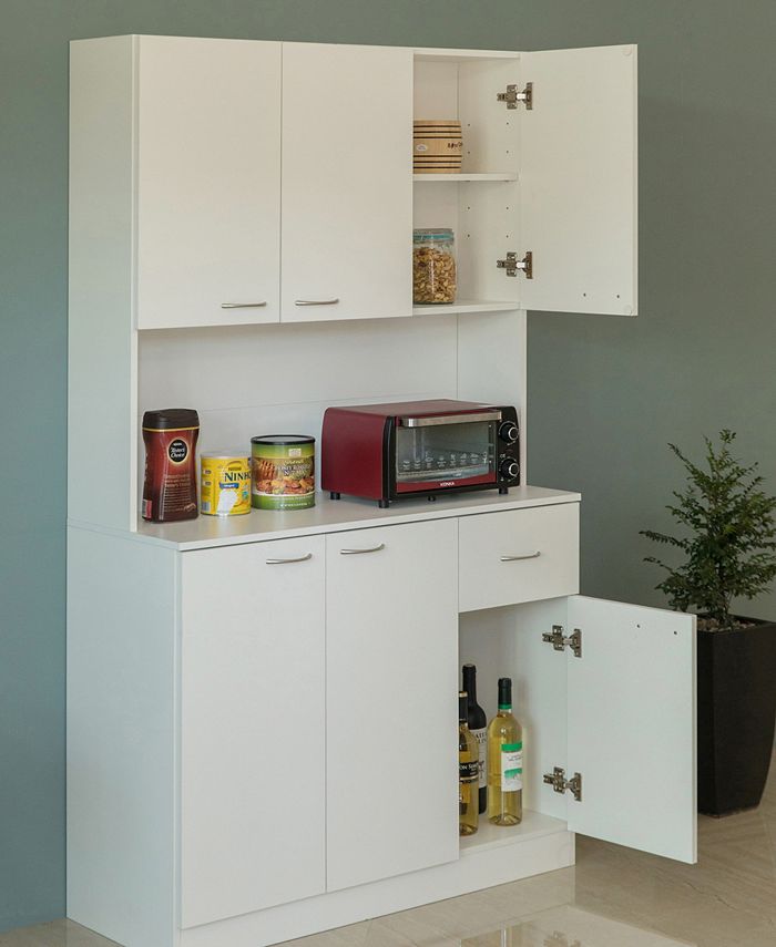 Basicwise Kitchen Pantry Storage with Drawer, Doors and Shelves