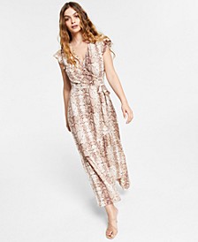 Snakeskin Print Wrap-Style Maxi Dress, Created for Macy's