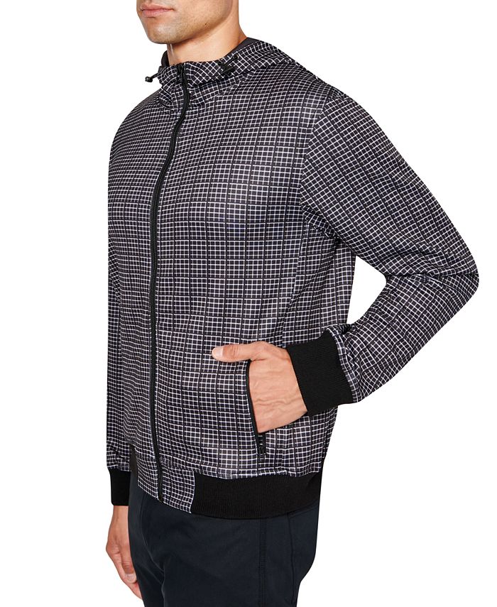 Tallia Men's Slim-Fit Grid Pattern Hooded Jacket - Macy's