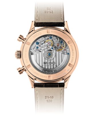 Men's Swiss Automatic Chronograph Multifort Brown Leather Strap Watch 42mm