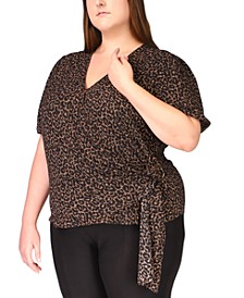 Plus Size Cheetah-Print Wrap Top
