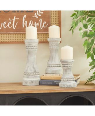 Wood Natural Candle Holder, Set of 3